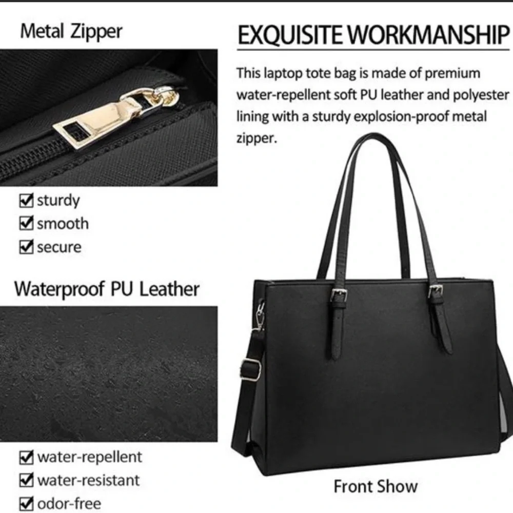 Nubily Laptop Bag for Women Leather 15.6 “Black